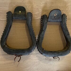 Leather wrapped stirrups - horse tack